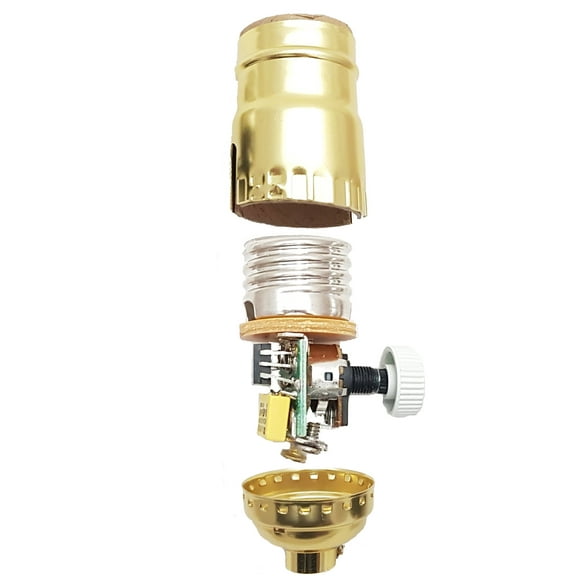 B&P Lamp® Med. Base Full Range DIMMER Socket, aluminum shell with Brass brite gilt finish