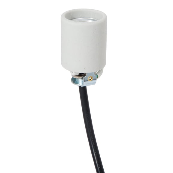 B&P Lamp® Medium Base E26 Keyless Porcelain Socket with an 8 Foot Long Black SVT Lead