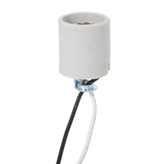 B&P Lamp® Medium Base E26 Keyless Unglazed Porcelain Socket with 10 Inch Wire Leads and 1/8IP Hickey