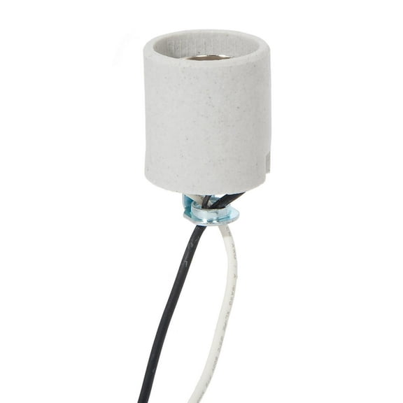 B&P Lamp® Medium Base E26 Keyless Unglazed Porcelain Socket with 48 Inch Wire Leads and 1/8IP Hickey