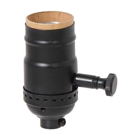 B&P Lamp® Medium Base Full Range DIMMER Socket, Solid Brass Shell With Satin Black Finish