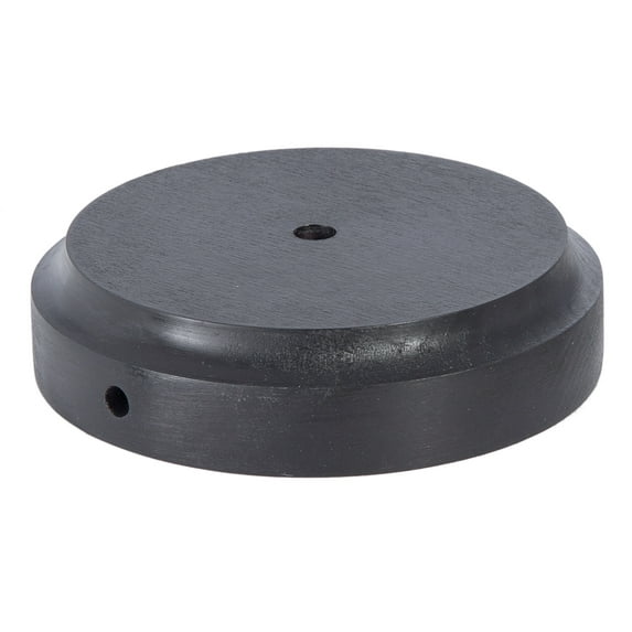 B&P Lamp® Modern Style Round Wooden Lamp Base with Tapered Edge, 7 1/2 Inch by 8 1/4 Inch Bottom by 1 1/2 Inch Height, Waxed Black Finish