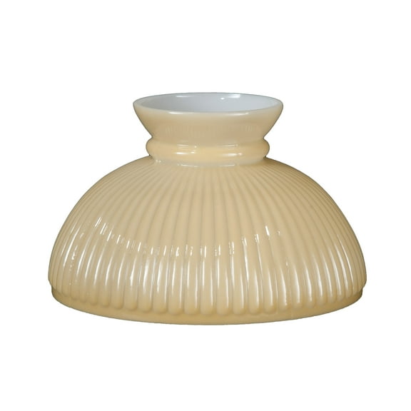 B&P Lamp Opal Glass Student Shade, Ribbed Design Nu-Gold Tint