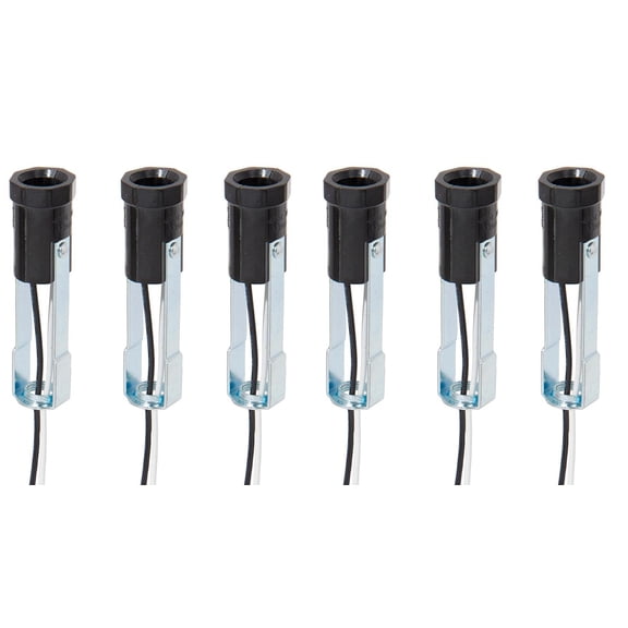 B&P Lamp® Phenolic Candelabra Base E12 Socket, 3 Inch Height, 26 Inch Long Wire Leads, 6 Pack