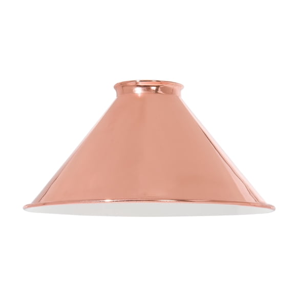 B&P Lamp® Polished Copper Finish Spun Steel Cone Lamp Shade, 8 Inch Diameter, White Enamel Interior, 2-1/4 Inch Fitter, Metal Light Shade