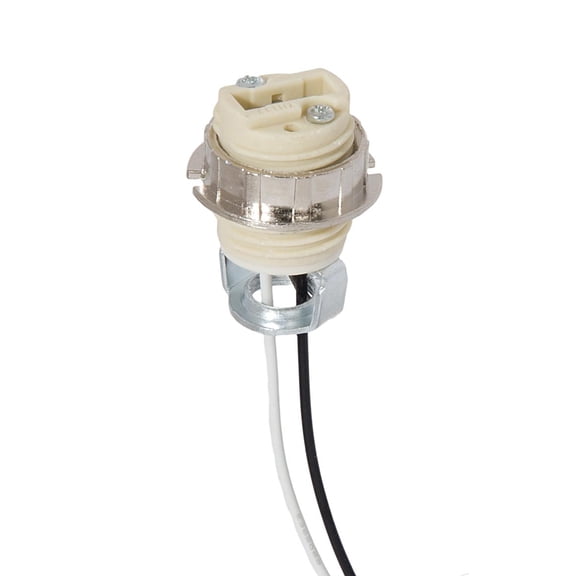 B&P Lamp® Porcelain G9 Socket with External Threads and Ring, 72 Inch Wire Leads