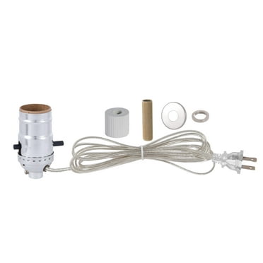 B&P Lamp® Prewired Bottle Lamp Kit with Nickel Plated Socket and Clear Silver Lamp Cord