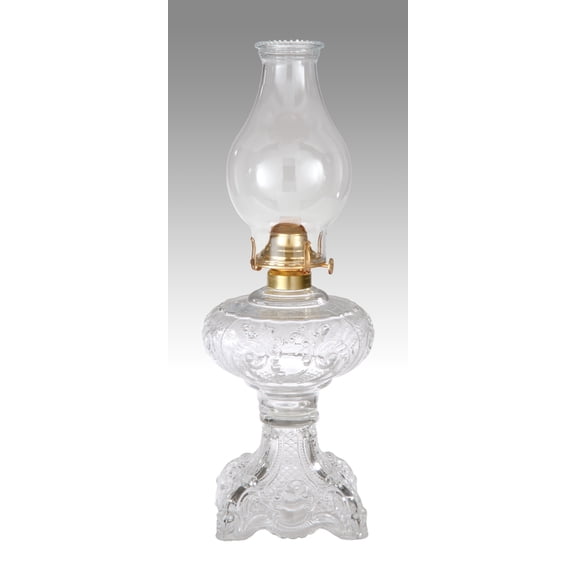 B&P Lamp Princess Feather Pattern, Kerosene Lamp With Crystal Clear Glass Font