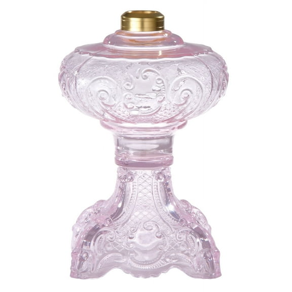 B&P Lamp® "Princess Feather" Pattern Oil Lamp, Pink Crystal Glass
