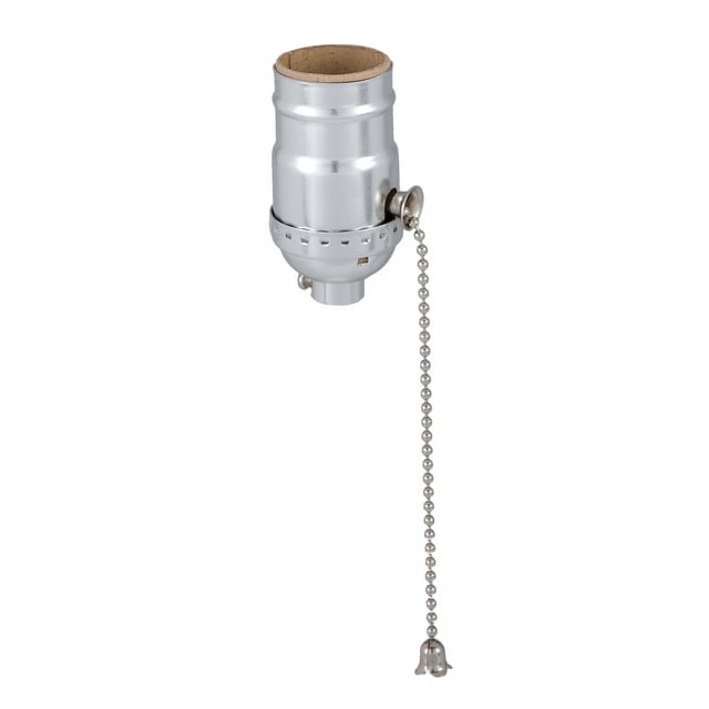 B&P Lamp® Pull Chain (On-Off) Med. Base Lamp Socket with Nickel finish