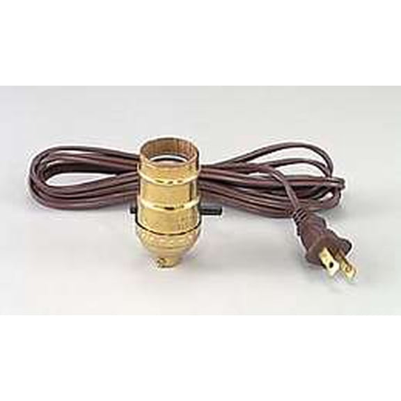 B&P LampĀ® Push-Thru Socket W/8 Ft. Brown Cord