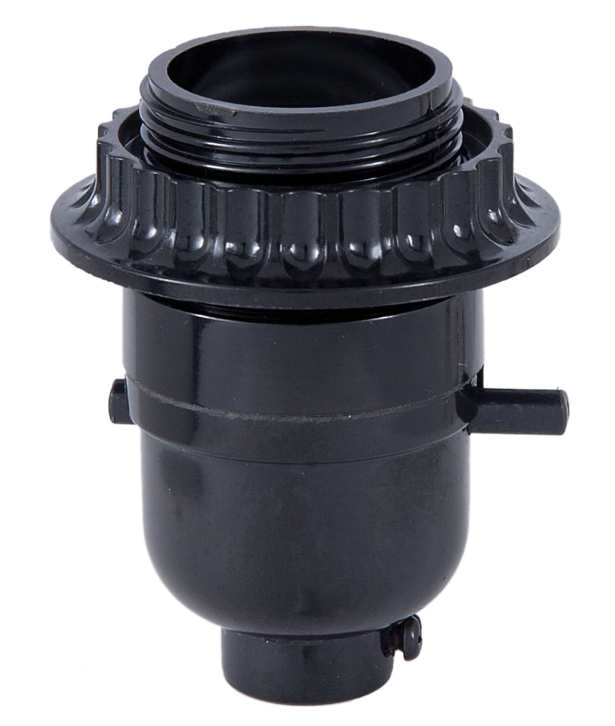 Push Trough Socket B&P Lamp® Push-Thru Phenolic Socket, Medium Base, Black, Threaded Shell ...