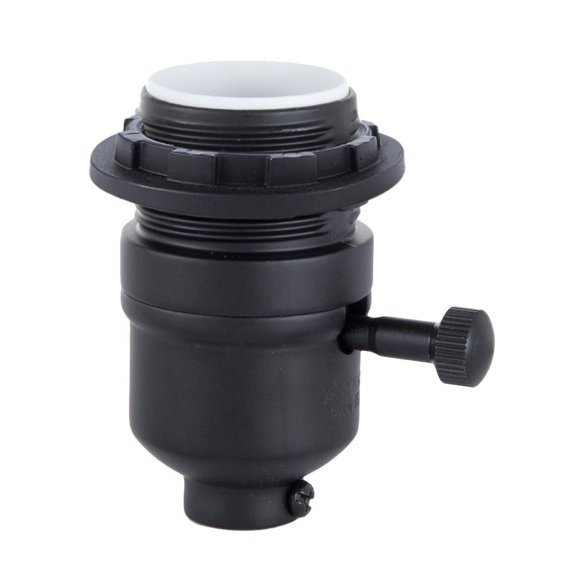 B&P Lamp® Satin Black Finish, Med. Base Modern On/Off Lamp Socket With Uno Ring