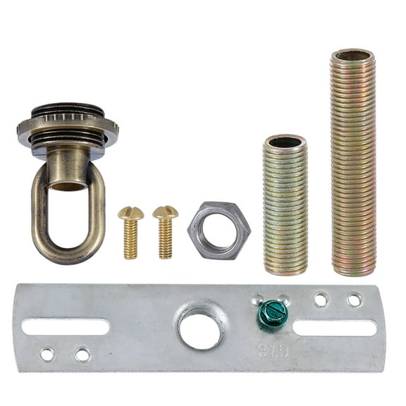 B&P Lamp® Screw Collar Ceiling Light Canopy Plate Hardware Kit (Antique Brass)