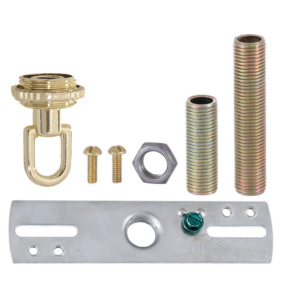 B&P Lamp® Screw Collar Ceiling Light Canopy Plate Hardware Kit (Brass)