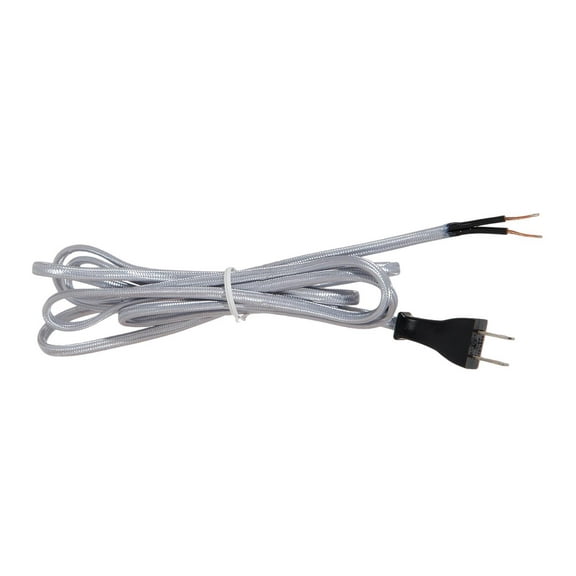 B&P Lamp® Silver Rayon Covered Parallel Cord Set, 12 Feet Long