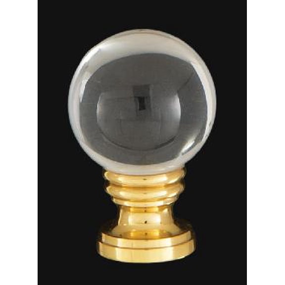 B&P Lamp Smooth Crystal Design, 30mm Ball Finial, Solid Brass Brass Base