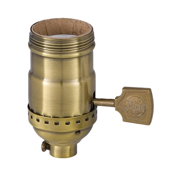 B&P Lamp® Solid Brass Antique Brass Finish Medium Base On/Off Socket With Flat Key