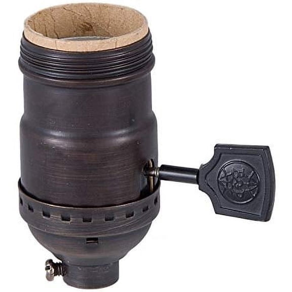B&P Lamp® Solid Brass Antique Bronze Finish Medium Base 3-Way Socket With Flat Key