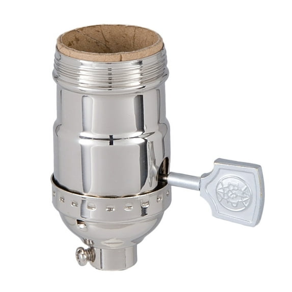 B&P Lamp® Solid Brass Nickel Plated Medium Base 3-Way Socket With Flat Key