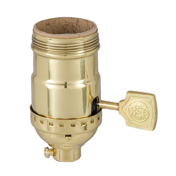 B&P Lamp® Solid Brass Polished And Lacquered Medium Base 3-Way Socket With Flat Key