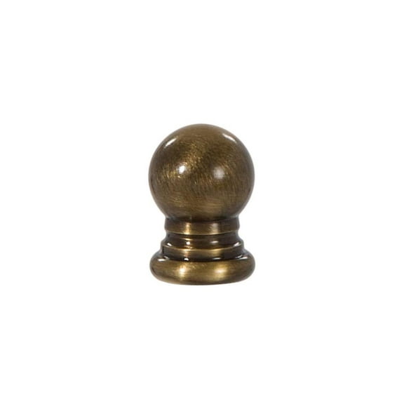 B&P Lamp® Solid Brass Sphere Style Antique Brass Finial, 1 Inch Height, 1/4-27 Tap