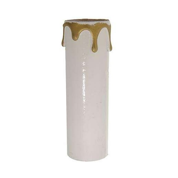 B&P Lamp® Standard Base, Plastic Candle Cover, White/Gold