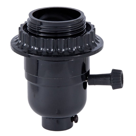 B&P Lamp® Turn-Knob 3-Way Phenolic Socket, Med. Base, has threaded shell with ring