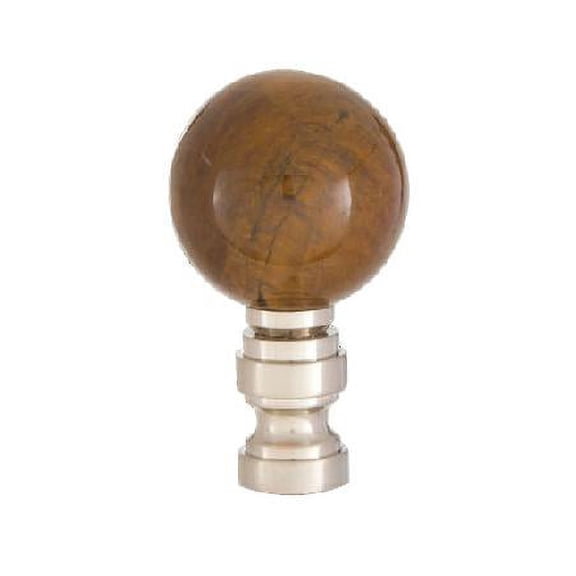 B&P Lamp Tiger Eye Design, 30mm Ball Finial, Satin Nickel Brass Base