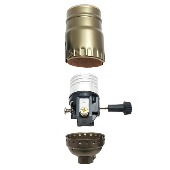 B&P Lamp® Turn-Knob (On-Off) Medium Base Lamp Socket With Antique Brass Finish