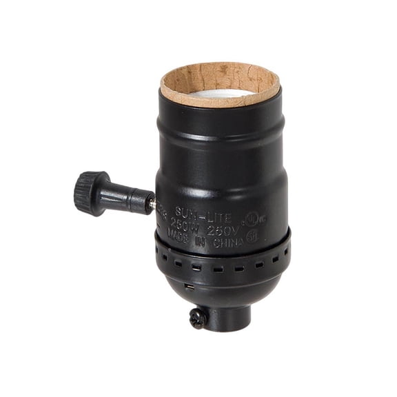 B&P Lamp® Turn-Knob (On-Off) Medium Base Lamp Socket With Satin Black Finish