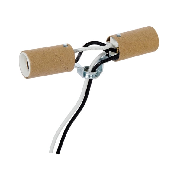 B&P Lamp Twin Porcelain Candelabra Base Cluster Sockets with Wire Leads