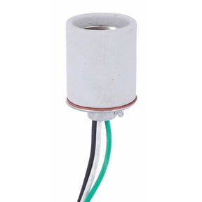 B&P LampĀ® Unglazed Porcelain Med. Base Socket with 1/8IP cap and 61" wire leads