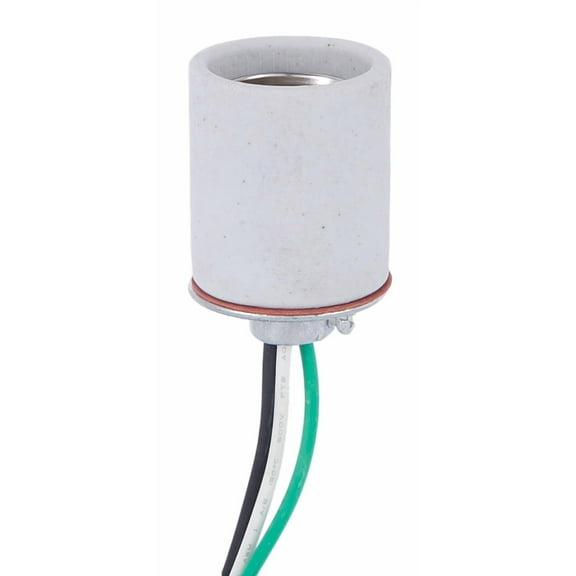 B&P Lamp® Unglazed Porcelain Med. Base Socket with 1/8IP cap and 61" wire leads