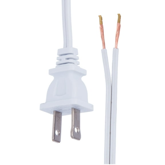 B&P Lamp® White Lamp Cord, 12 Foot Long SPT-1 Wire, UL Listed