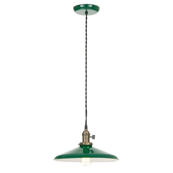 B&P Lamp® White Pendant Porcelain Lamp, Complete With Shade, Socket, Cord, And Canopy, 14 In Diameter