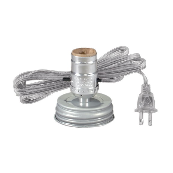 B&P Lamp® Zinc Mason Jar Adapter With Clear Gold Cord