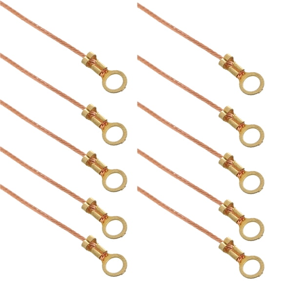 B&P Lamp® Zinc Plated Ground Lug, Slips 8-32, 9 Inch Long Copper Ground Wire, Pack of 10