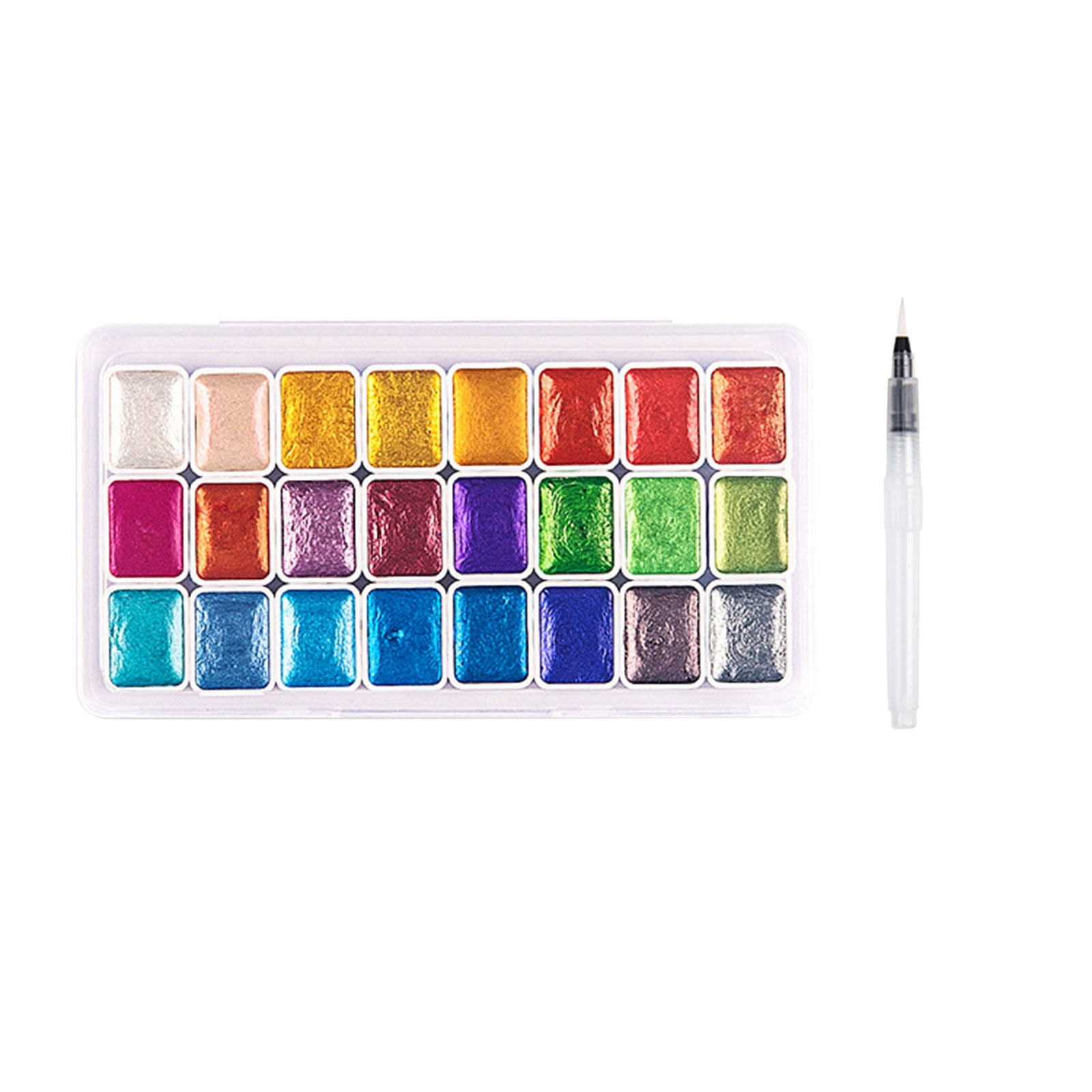 B Pearl Solid Watercolor Paint Set 24 Colors 5Ml With Water Brush Pen ...