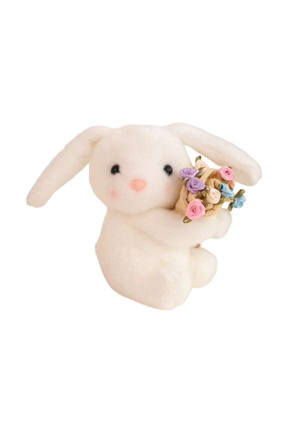 B Plush Bear Holding Rose Flower Keychain Bag Charm Decorative Pendant Cute Gift B 5Inch