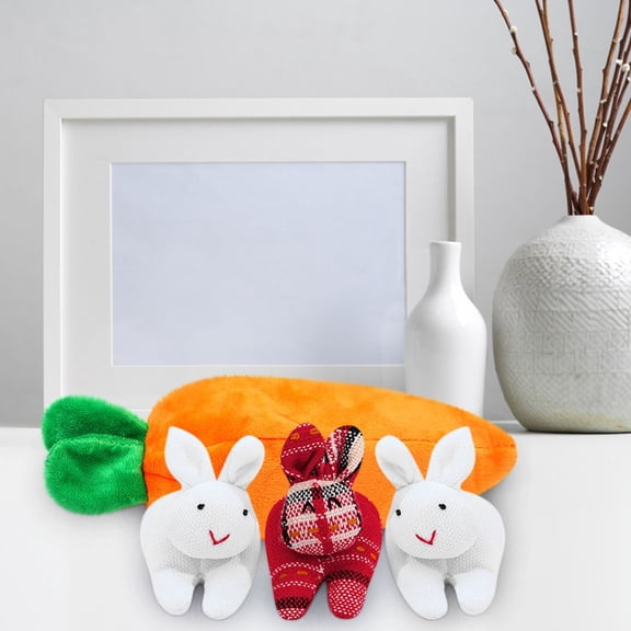 B Plush Rabbit In Carrot Bag Toy Set Unzip Doll For Easter Decoration 3 Bunnies