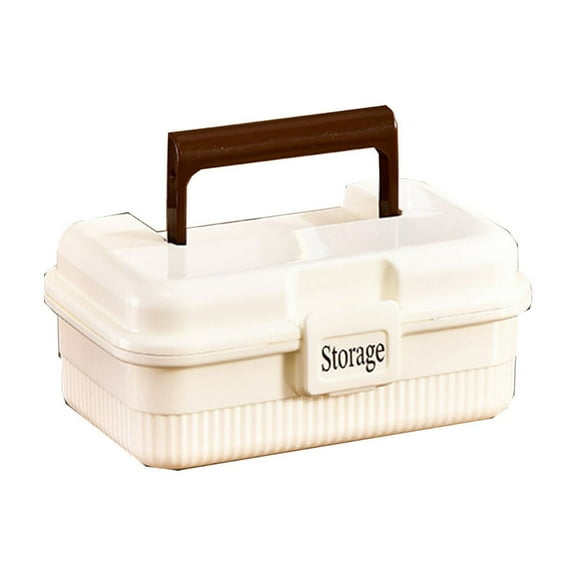 B Portable Household Storage Box With Multiple Layers And Compartments 1Pc Large Capacity Emergency Box For Home And Travel 6.49Oz Plastic Storage Trunk For Medicine And Toiletries