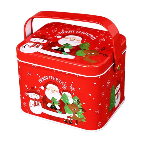 B Portable Iron Storage Box For Christmas Candy And Desserts With Handle For Easy Carrying And Decoration