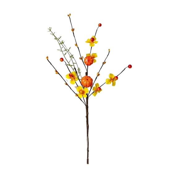 B Pumpkin Maple Leaf Hazelnut Artificial Flower Bouquet Picks Fake Floral For Vase Home Table Centerpiece Decor Nylon Spandex