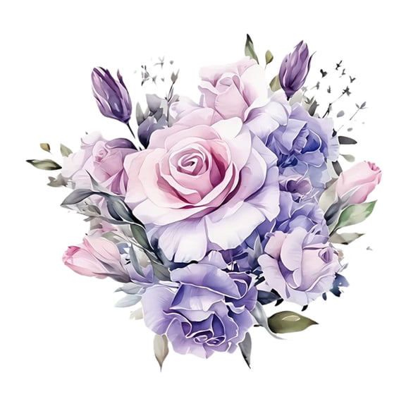 B Purple Romantic Rose Car Decal Sticker 20X20 Inch Waterproof Vinyl For Wall And Tile