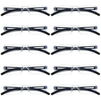 B & Q 10 Pairs Men Women Rimless Reading Glasses Blue Light Blocking Unisex Reader 0.75