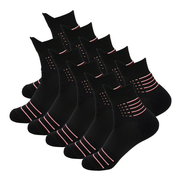 B&Q 10 Pairs Mens Ankle Mid Cut Quarter Crew Black Athletic Cotton Cushioned Running Casual Sports Basketball Hiking Socks