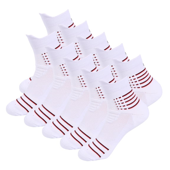 B&Q 10 Pairs Mens Ankle Mid Cut Quarter Crew White Athletic Cotton Cushioned Running Casual Sports Basketball Hiking Socks