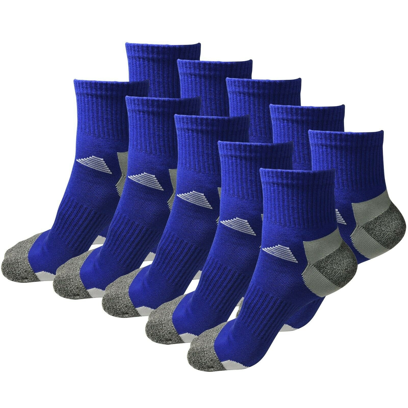 B&Q 10 Pairs Mens Mid Cut Ankle Quarter Crew Athletic Breathable Sport Cotton Socks 6-12