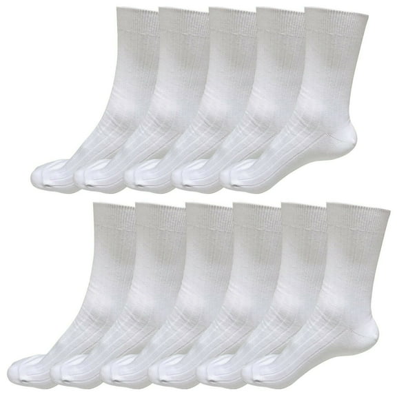 B&Q 11 pairs 98% Cotton Mens Breathable Comfortable Soft Fashion Casual Crew Business Dress Socks Mid Calf Size 9-11
